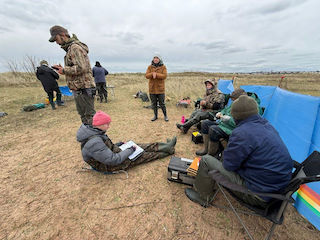 Figure 4: The processing corner where the processing team recorded the biometrics of each Dunlin.